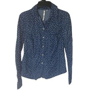 LC Lauren Conrad Button Down Denim Top With Hearts Size Small